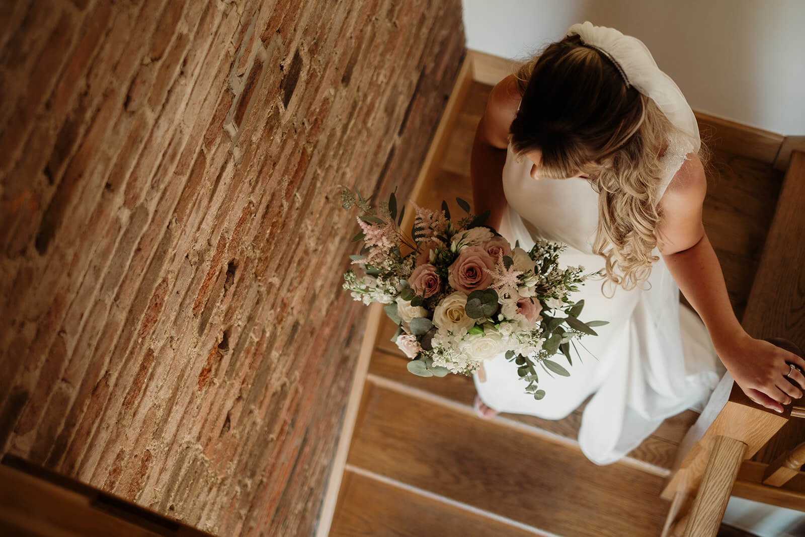 Mythe Barn Wedding Prep Stairs