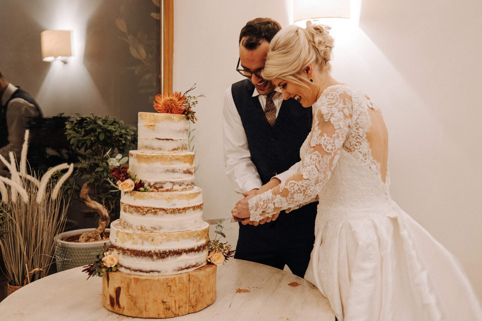 Mythe Barn Receptions Cutting Cake