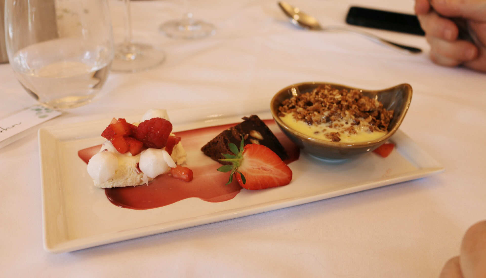 Mythe Barn wedding breakfast trio of desserts