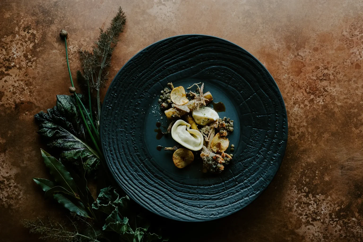food & drink starters wild mushroom tortellini greens winter