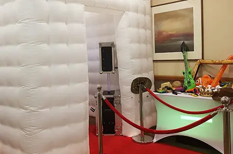 Inflatable photo booth at Mythe Barn wedding venue